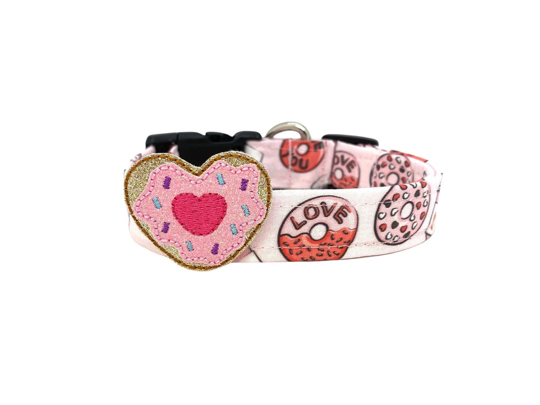Valentine's Day Donut Dog Collar With Donut Heart Etsy