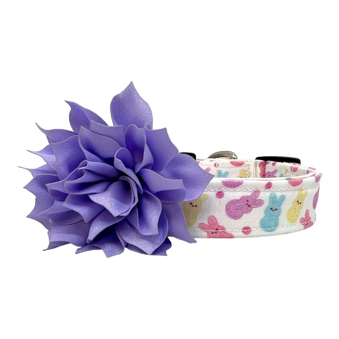Easter Dog Collar, Easter Bunny Peep Dog Collar With Dog Collar Flower