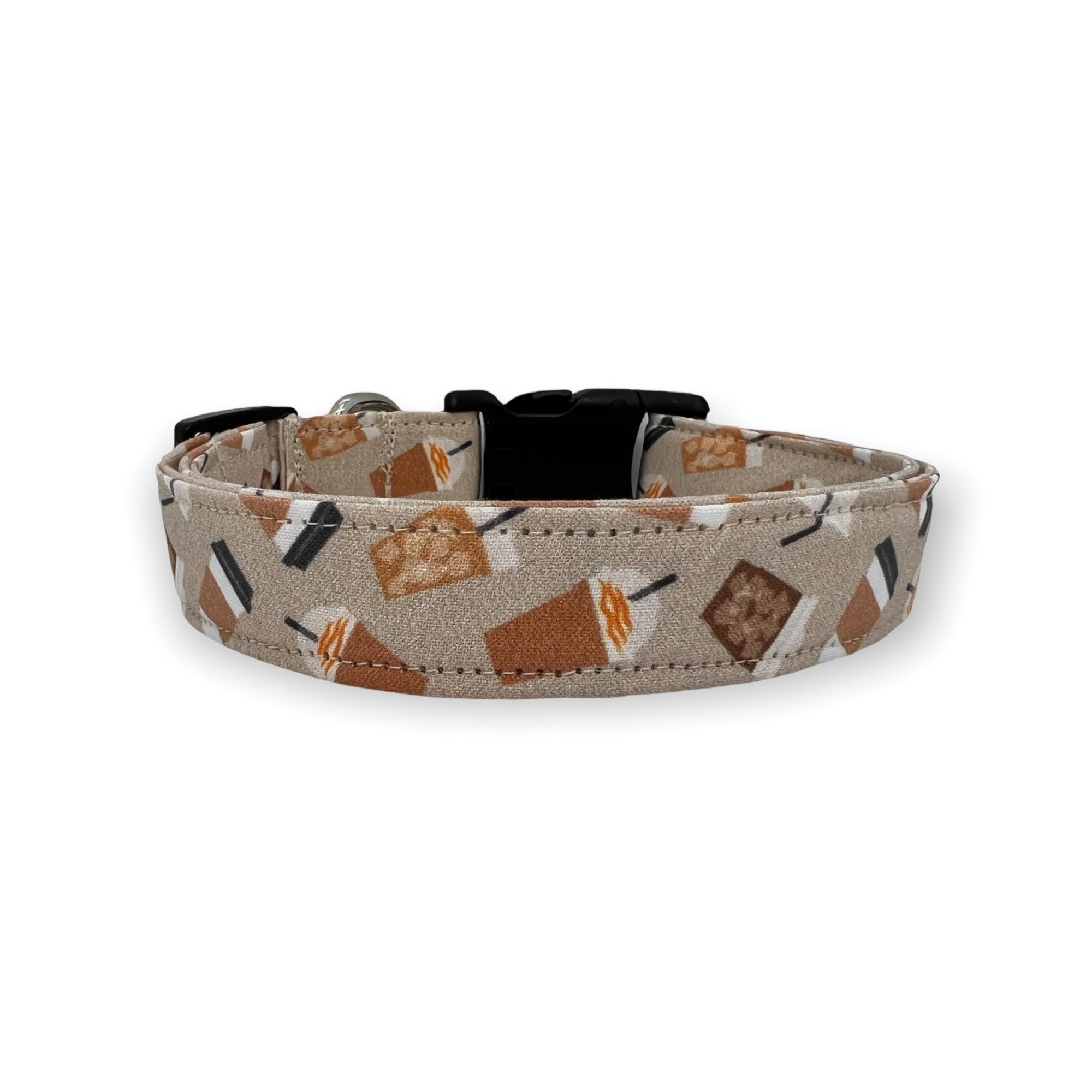 Checkered Chewy Vuitton Collar & Leash - Mocha Brown