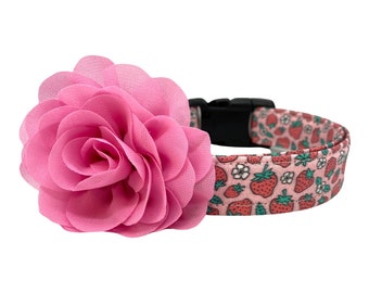 イチゴ柄のかわいい犬用首輪/デイジーフラワーガール柄の犬用首輪/花柄