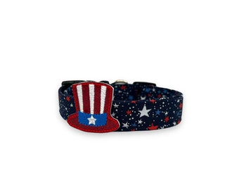 Patriotic Dog Collar, 4th of July Dog Collar, Patriotic Stars Dog Collar with Embellishment, Star Dog Collar, Dog Collar with Stars