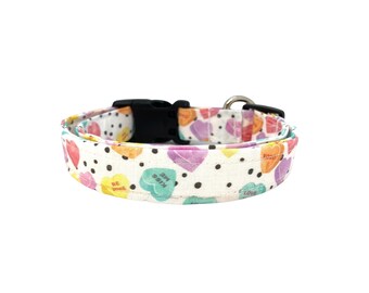 Dog Collar, Valentine's Day Dog Collar, Conversation Heart Candy Dog Collar, Conversation Heart Valentines Day Collar, Valentine's Day Candy