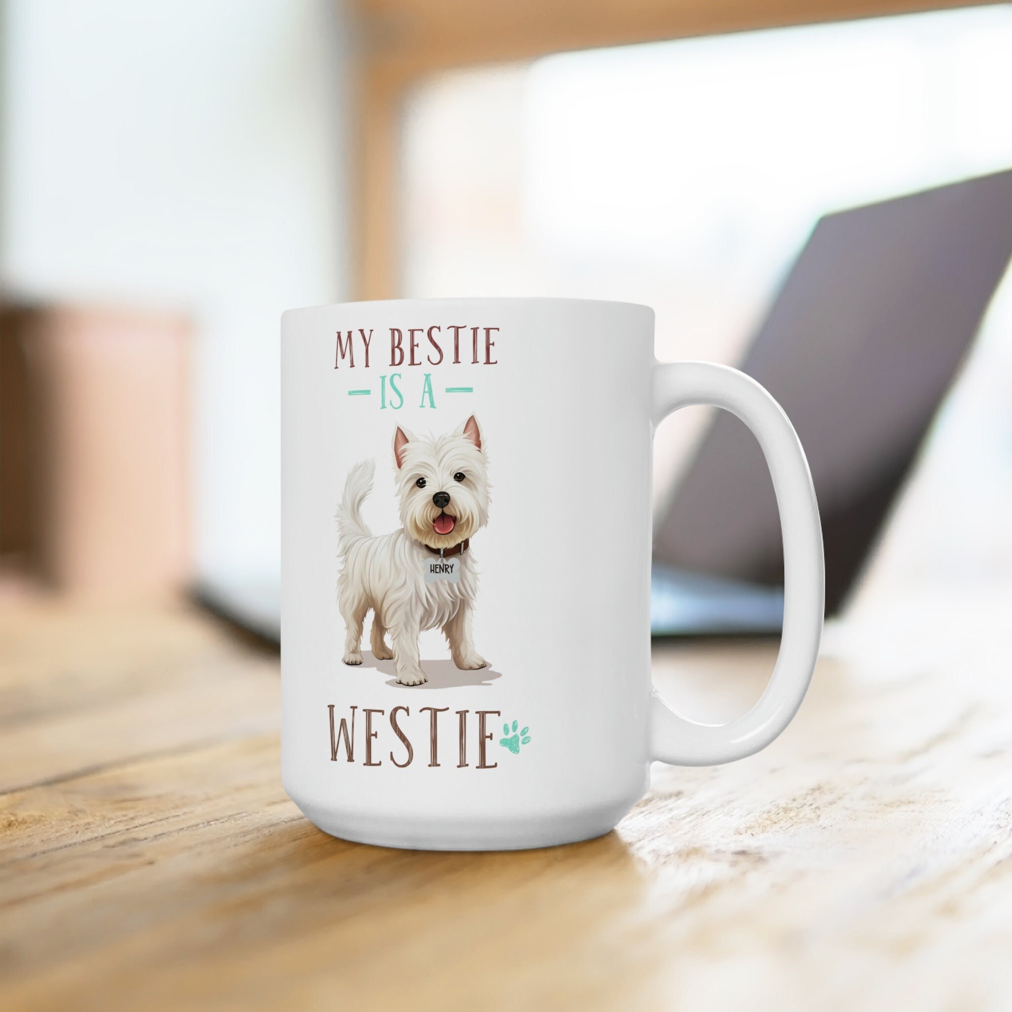 West Highland White Terrier on a Scotch Plaid Coffee Mug Mixer Mug