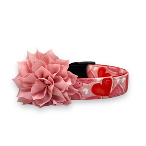 Valentine&#39;s Day Dog Collar, Heart Dog Collar with Flower, Dog Collar Valentine&#39;s Day, Macaroon Hearts Dog Collar, Heart Dog Collar, Hearts