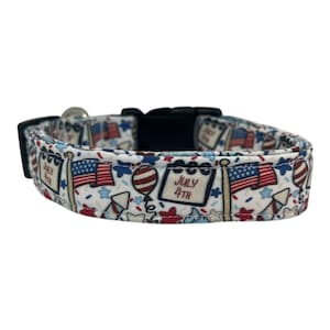 Patriotic Dog Collar, 4th of July Dog Collar, Festive Red White & Blue Dog Collar, Patriotic Collar for Dog, July 4th Collar for Dogs