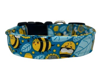Turquoise Bee Dog Collar
