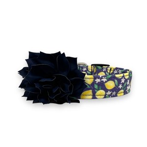 Dog Collar, Lemon Dog Collar with Collar Flower, Summer Dog Collar, Lemon Flower Dog Collar, Fruit Dog Collar, Citrus Dog Collar, Lemons