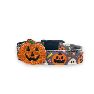 Halloween Dog Collar, Pumpkin Dog with Embellishment, Ghost Dog Collar, Jack O Lantern Dog Collar, Collar for Halloween, Halloween Collar