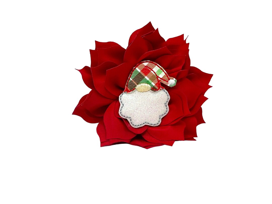 Christmas Embellished Dog Collar Flower, Santa Gnome Christmas Dog