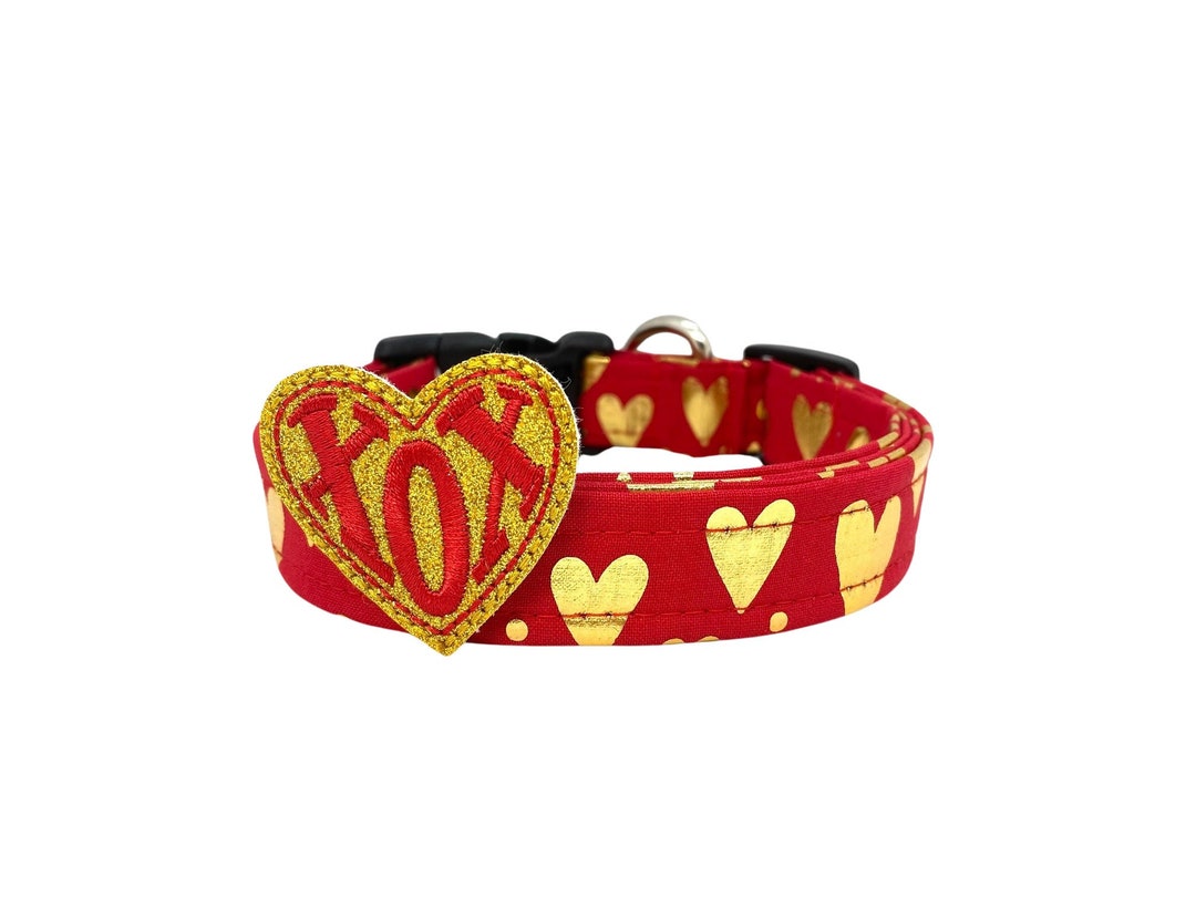 Valentine's Day Heart Dog Collar With XOX Heart Embellishment Etsy