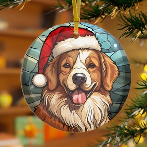 Toller Dog Ornament, Nova Scotia Duck Tolling Retriever Glass Christmas Ornament, Stained Glass Inspired Ornament, Christmas Toller Ornament