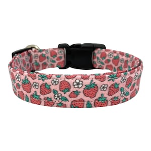 Dog Collar, Strawberry Dog Collar, Summer Dog Collar, Light Pink Strawberry Dog Collar, Fruit Dog Collar, Berries, Berry Collar