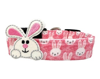 Easter Dog Collar, Easter Bunny Dog Collar with Bunny Embellishment, Dog Easter Collar, Easter Collar, Spring Collar, Easter Dog Collars
