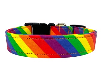 Rainbow Stripe Dog Collar