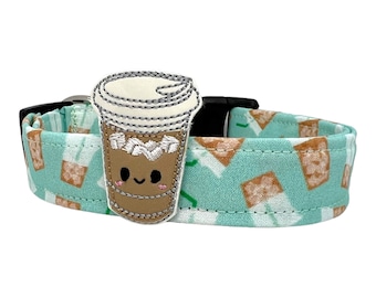 Iced Coffee Dog Collar, Coffee Dog Collar with Iced Coffee Embellishment, Latte Dog Collar, Iced Coffee Lovers, Iced Coffee Dogs, Coffee Dog