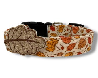 Fall Dog Collar, Fall Leaves Dog Collar with Embellishment, Thanksgiving Dog Collar, Autumn Dog Collar, Dog Collar for Fall