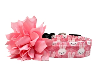 Easter Dog Collar, Easter Bunny Dog Collar with Dog Collar Flower, Dog Easter Collar, Easter Collar, Spring Collar, Easter Dog Collars