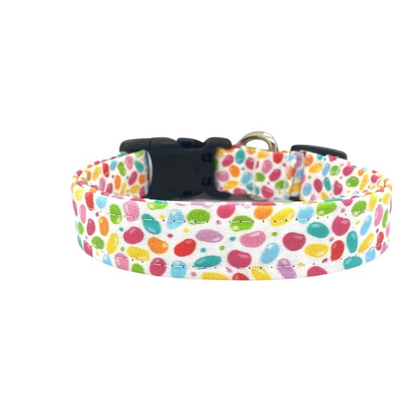 Easter Dog Collar, Jelly Bean Dog Collar, Easter Collar, Spring Dog Collar,  Spring Dog Collar, White Collar with Jelly Beans, Easter