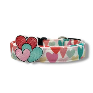 Valentine&#39;s Day Dog Collar, Colorful Heart Dog Collar with Embellishment, Dog Collar for Valentine&#39;s Day, Heart Dog Collar, Heart Dog Collar