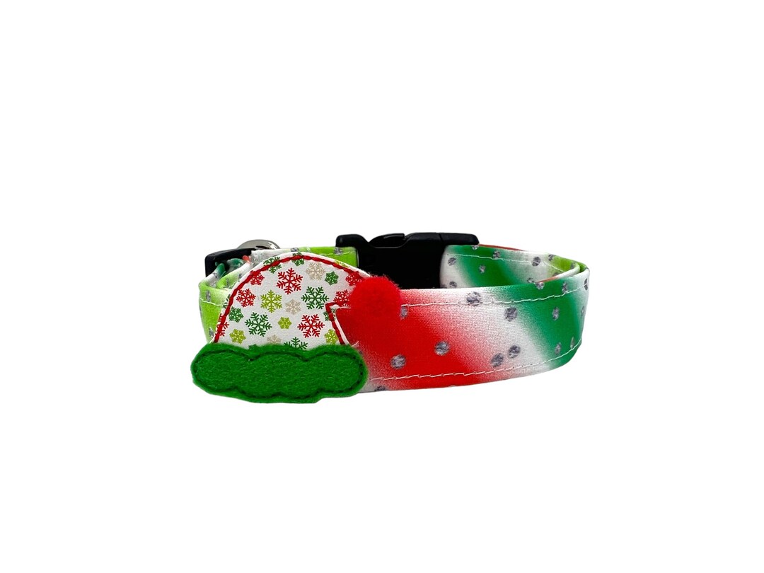 Christmas Dog Collar, Christmas Stripe Dog Collar, Silver Faux Glitter