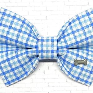 Dog Bow Tie, Checkered Bow Tie for Dog, Plaid Dog Bow Tie, Doggie Bow Tie, Bow Tie for Dog, Dog Bow Tie, Blue and White Bowtie