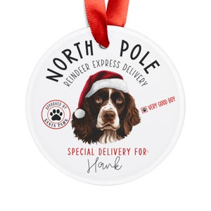 Personalized English Springer Spaniel Christmas Ornament, English Springer Spaniel Ornament, English Springer Spaniel Stocking Tag
