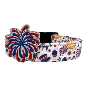 Patriotic Dog Collar, 4th of July Dog Collar, Firecracker Dog Collar, Fireworks Dog Collar, 4th July Collar For Dog, Independence Day Collar