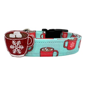 Winter Hot Cocoa Mug Dog Collar with Cup of Hot Cocoa Dog Collar Embellishment