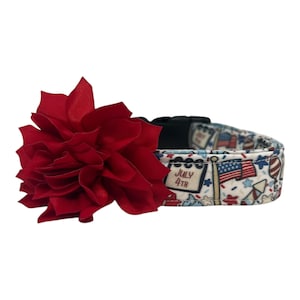 Patriotic Dog Collar, 4th of July Dog Collar, Festive Red White & Blue Dog Collar, Patriotic Collar for Dog, July 4th Collar for Dogs