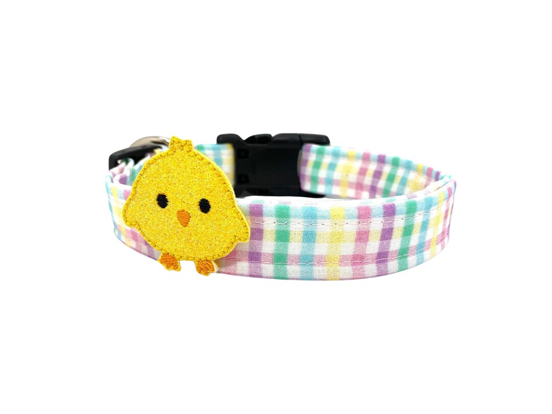 Dog Collar, Easter Dog Collar, Easter Plaid Dog Collar With Easter