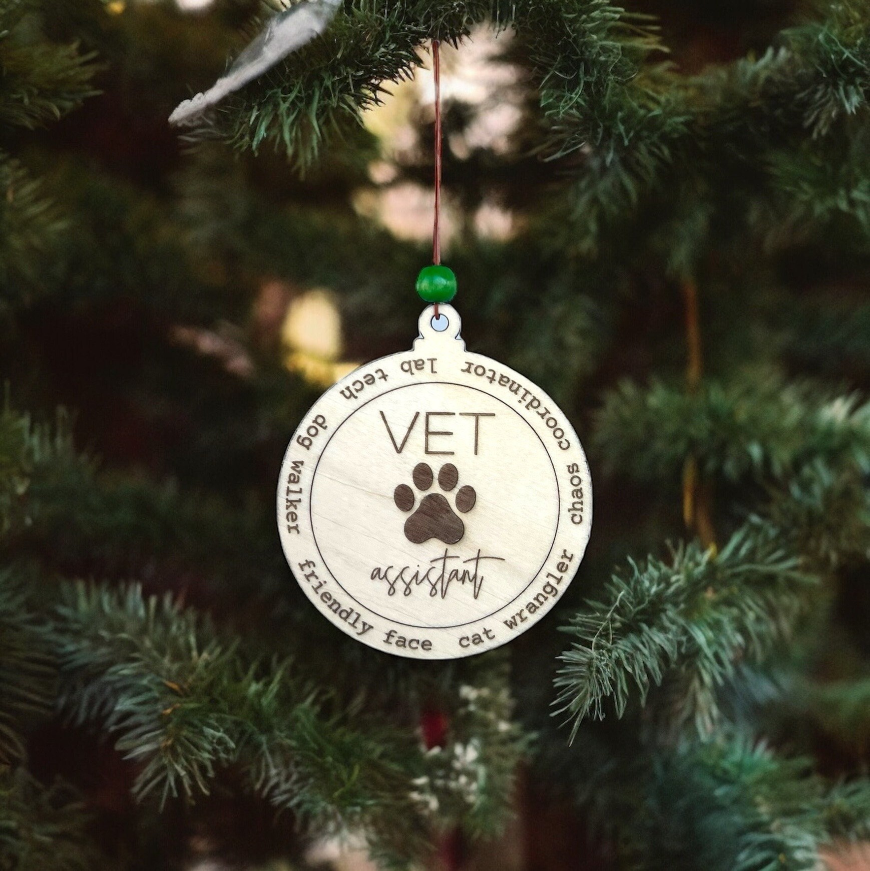 Veterinarian Ornament, Gift for Staff at Vets Office, Wooden Veterinarian Ornament, Christmas Ornament for Vet Staff, Laser Cut Ornament