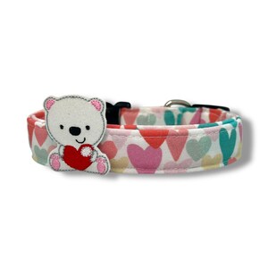 Valentine&#39;s Day Dog Collar, Colorful Heart Dog Collar with Embellishment, Dog Collar for Valentine&#39;s Day, Heart Dog Collar, Heart Dog Collar
