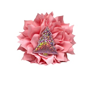 Christmas Embellished Dog Collar Flower, Pink Christmas Tree Dog Collar Flower, Flower for Dog Collar, Winter Flower for Dog