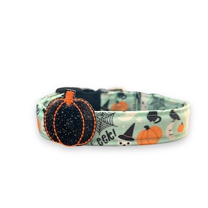 Halloween Dog Collar, Pumpkin Dog Collar with Embellishment, Ghost Dog Collar, Skeleton Dog Collar, Collar for Halloween, Halloween Collar