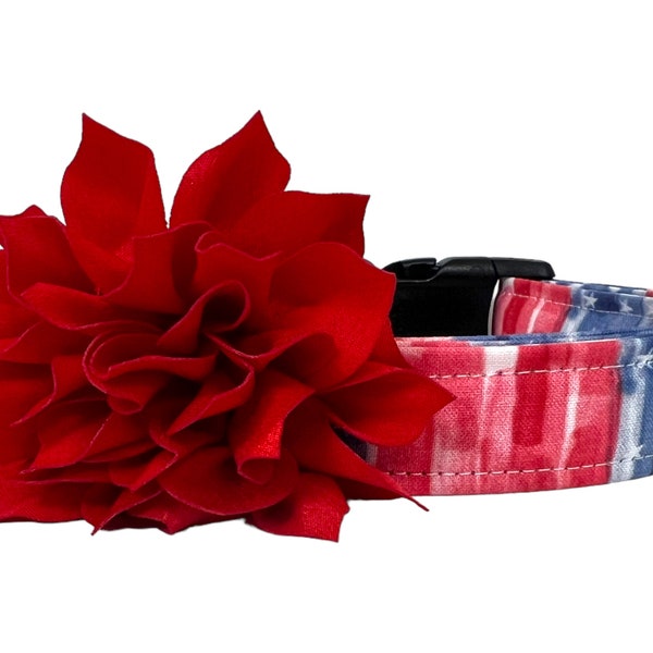 Patriotic Dog Collar, 4th of July Dog Collar, American Flag Dog Collar, Watercolor American Flag Dog Collar, Stars & Stripes Dog Collar