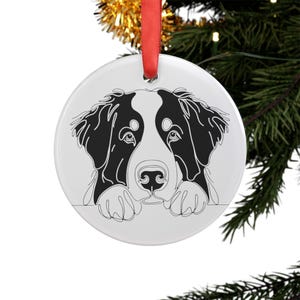 Decorazione natalizia a forma di cane da montagna bernese, decorazione a forma di cane da montagna bernese, decorazione natalizia in acrilico, decorazione per cani con nastro, decorazione per cani