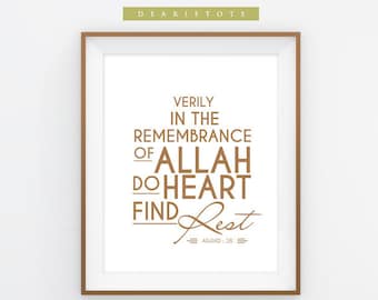 Instant Download Ar-Ra'd 28 "Verily In The Remembrance of Allah Do Heart Find Rest" ~ 3 Set Artwork