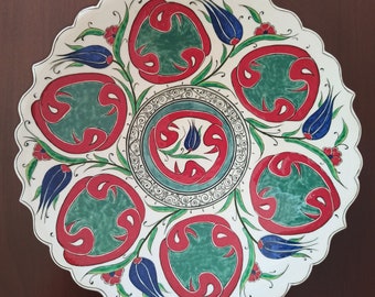 Iznik tile plate Turkish ottoman handmade iznik tile plate,special design handmade tile painting plates