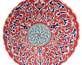 Turkish ottoman rumi iznik tile art dishes,handmade iznik tile dishes,old painting tile art