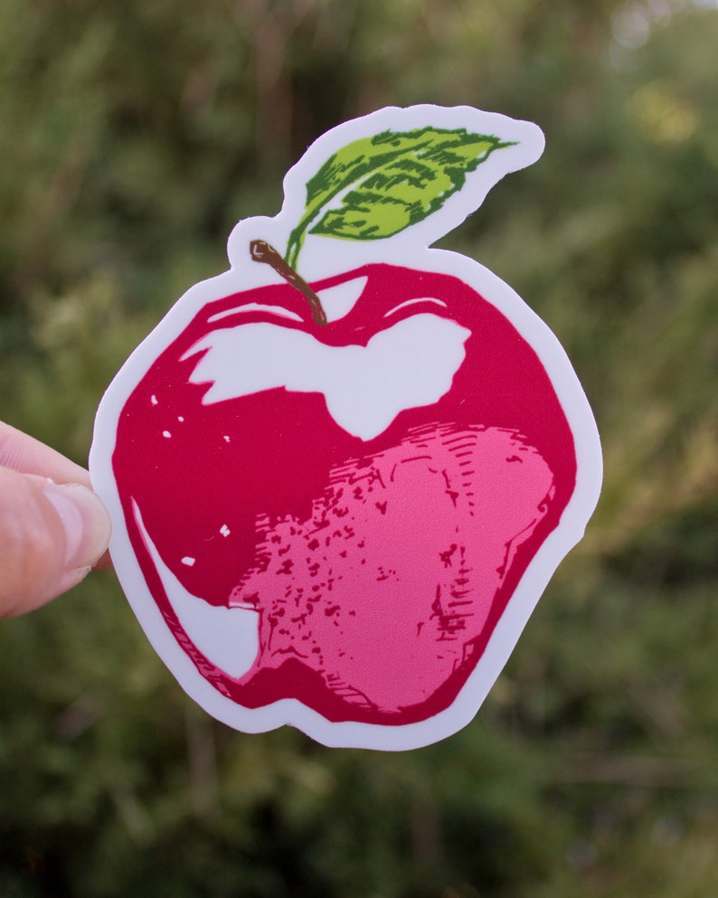 Apple Sticker, Waterproof Sticker for Snowboards, Hydroflasks