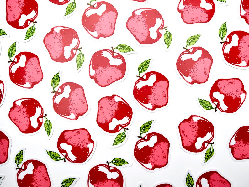 Apple Sticker, Waterproof Sticker for Snowboards, Hydroflasks