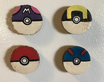 Zestaw pokeball magnesów, Nadziewarka, pomysł na prezent, pod 15, drewna magnesy