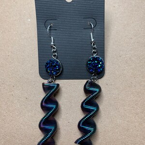 Spiral Dangle Earrings, Spring Earrings, Blue and Purple Earrings