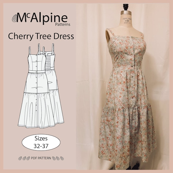 Cherry Tree Dress Sewing Pattern | Dress Sewing Pattern | Summer Dress | Women's Sewing Pattern | Cottagecore Pattern | Instant Download