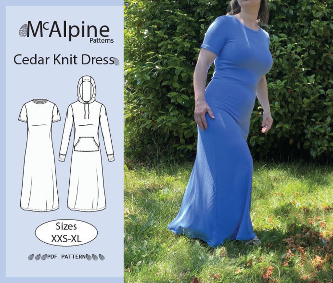 Dress Sewing Pattern Cedar Knit Dress Sewing Pattern Tee Etsy