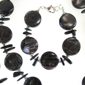 Hypersthene, Black Tourmaline and Hematite with Rhodium Lobster Clasp