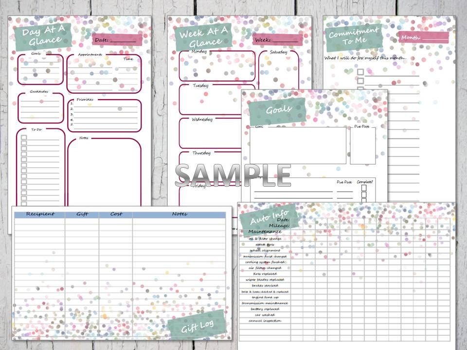 Life Organizer Printables Personal Size 6.75x3.75 Household - Etsy