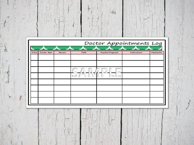 Doctor Medical Appointment Log Recollections Size Printable - Etsy