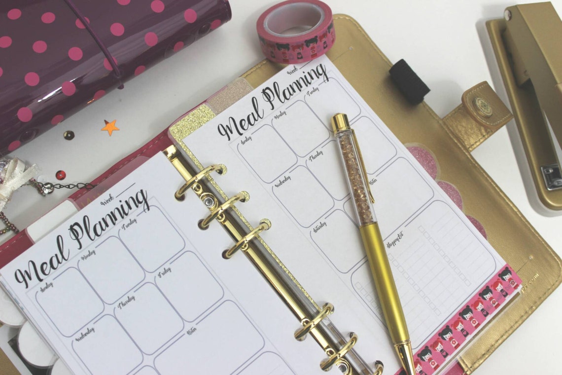 Meal Planning Personal Size Printable Insert 6.75x3.75 Black and White ...