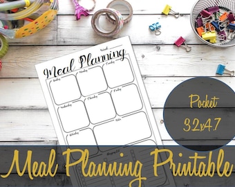 Meal Planning Pocket Insert, Printable Pocket Inserts, Shopping List, Pocket Filofax Pages, Pocket Refills, Pocket Pages, Printable Inserts